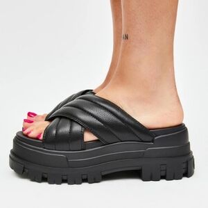 Buffalo Black Aspha SLD Pool Platform Open Toe Sandals SZ 40 Women's 9 Men's 7